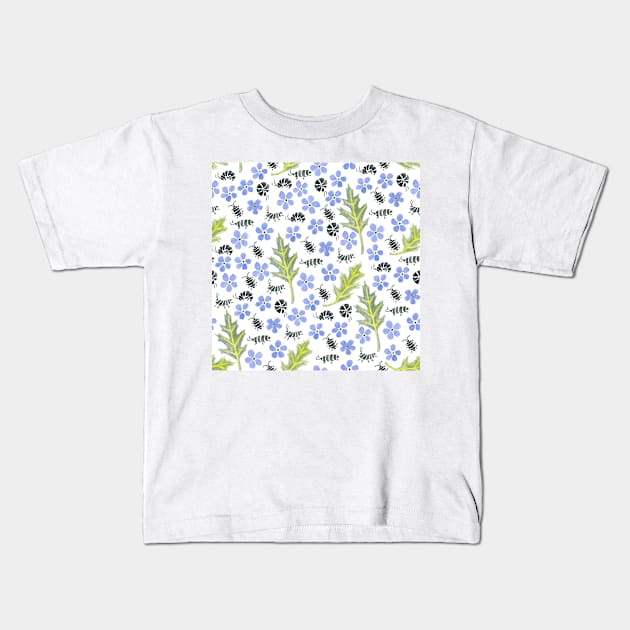 Tiny Watercolor Roly Polies with Flowers Kids T-Shirt by paintedpansy